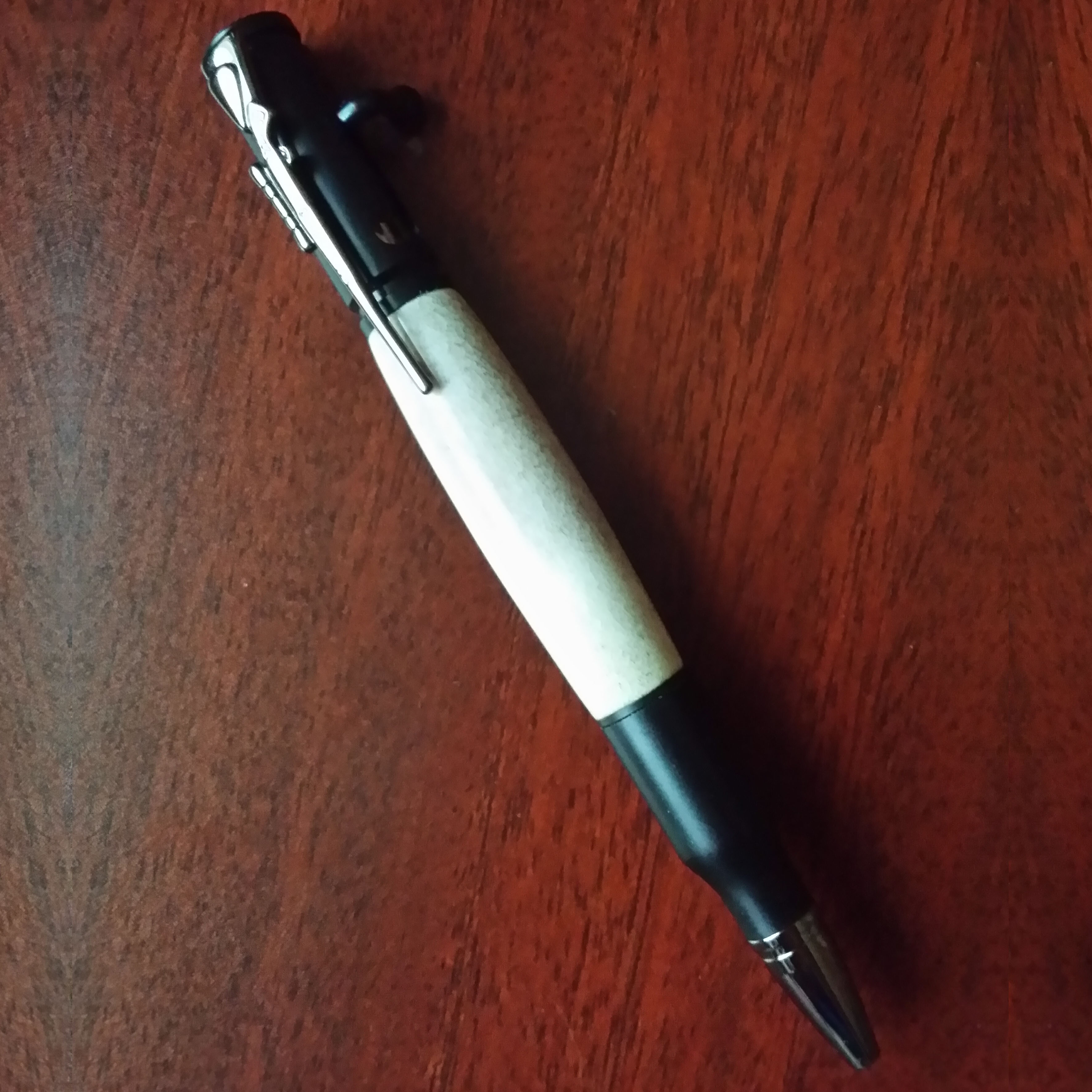 30 Caliber Bolt-Action Pen With Deer Antler