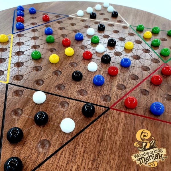 24" Chinese Checkers Game Board with 19mm (3/4") Glass Marbles - Image 6