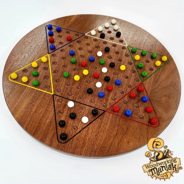 24" Chinese Checkers Game Board with 19mm (3/4") Glass Marbles - Image 5