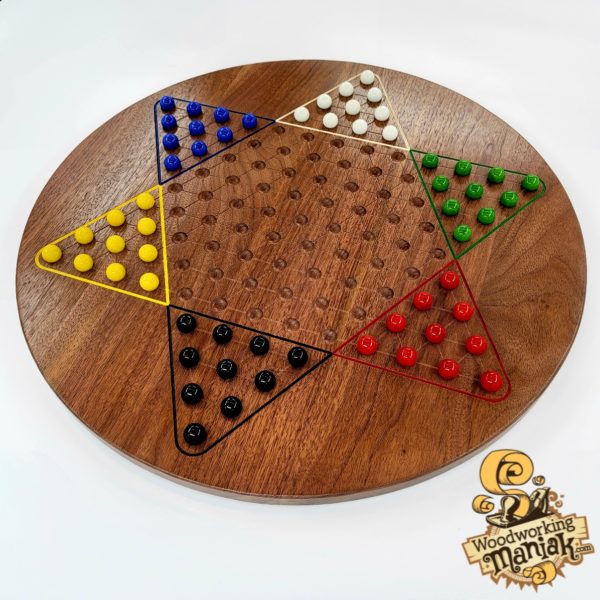 24" Chinese Checkers Game Board with 19mm (3/4") Glass Marbles - Image 2