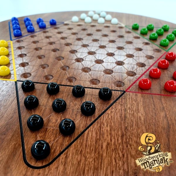 24" Chinese Checkers Game Board with 19mm (3/4") Glass Marbles - Image 4