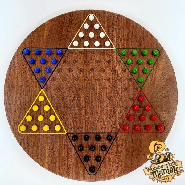 24" Chinese Checkers Game Board with 19mm (3/4") Glass Marbles